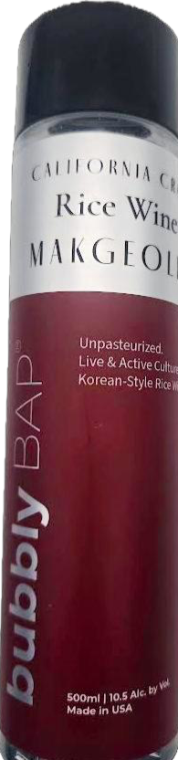 Bubbly Bap 500ml bottle of California craft makgeolli